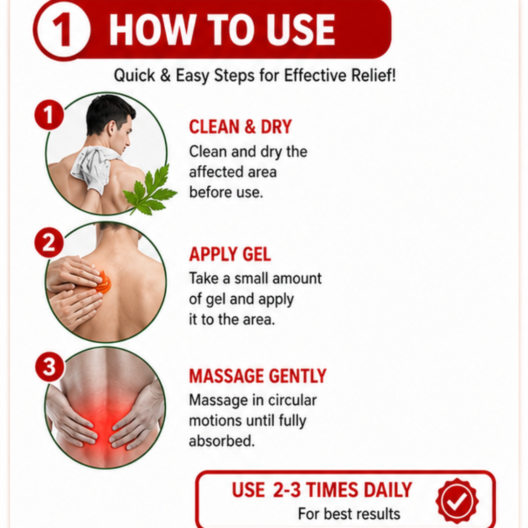Japanese Soothing Massage Gel – Instant Pain Relief for Muscles & Joints – With Mugwort Oil, Camphor & Lactic Acid – Fast-Acting Comfort for Back, Shoulders, Neck & Knees – Non-Greasy, Natural Formula