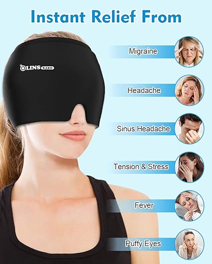 Migraine Relief Cooling Cap – Soothing Ice Pack Head Wrap for Headaches, Stress & Hangovers