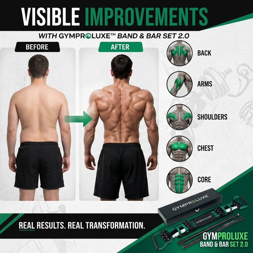 Imported GymProLuxe Adjustable Resistance Band & Steel Bar Set 2.0 – Heavy-Duty Full Body Home Gym Workout Kit, Up to 200 lbs Resistance (100% Original Quality)