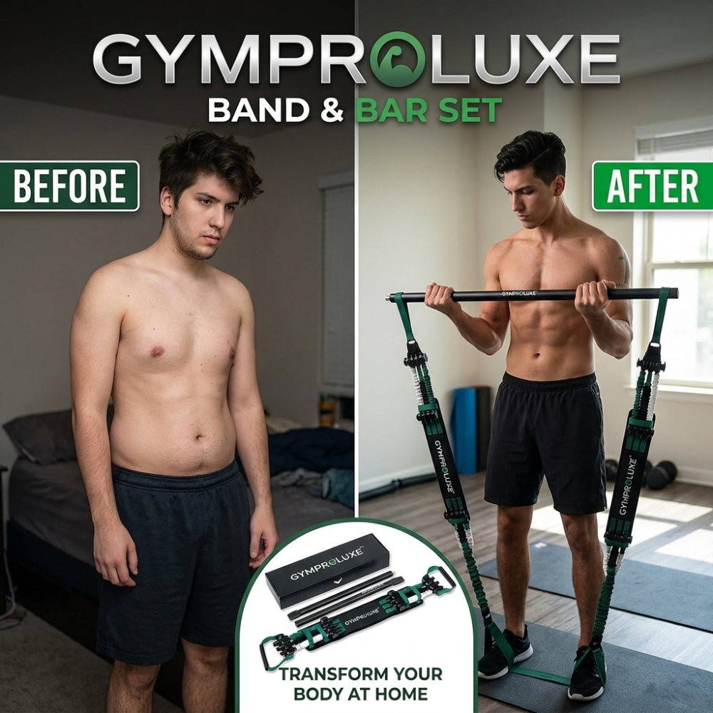 Imported GymProLuxe Adjustable Resistance Band & Steel Bar Set 2.0 – Heavy-Duty Full Body Home Gym Workout Kit, Up to 200 lbs Resistance (100% Original Quality)