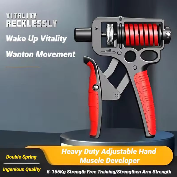 V5 Pro Adjustable Hand Gripper - 11-220 lbs Resistance with Counter & Safety Hammer